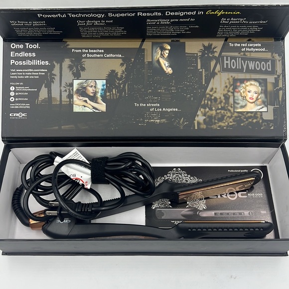 Croc Rose Gold Titanium 1.5'' Flat Iron Open.Box Gently used looks like New - Picture 5 of 5